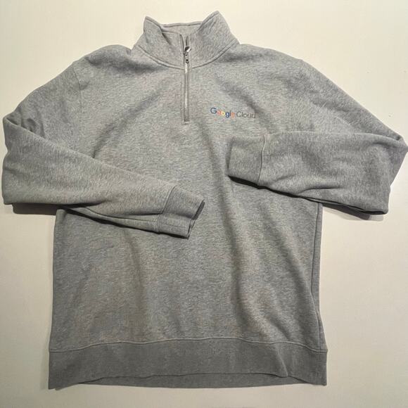Google Cloud Employee Mens XL Gray 1/4 Zip Sweater Sweateshirt Long Sleeve - Picture 2 of 4